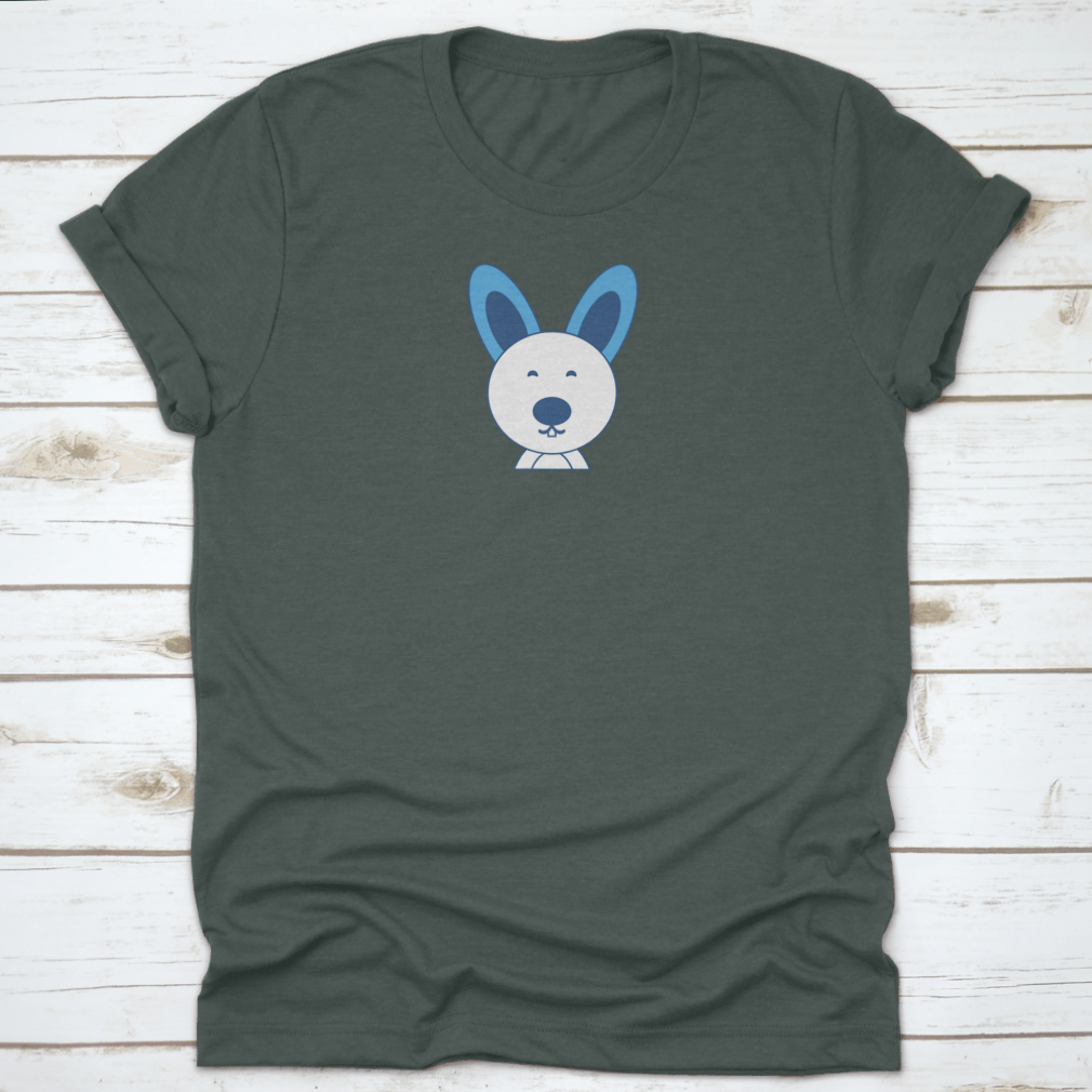 A smiling cute buck tooth Easter bunny design on a comfortable t-shirt, perfect for Easter celebrations.