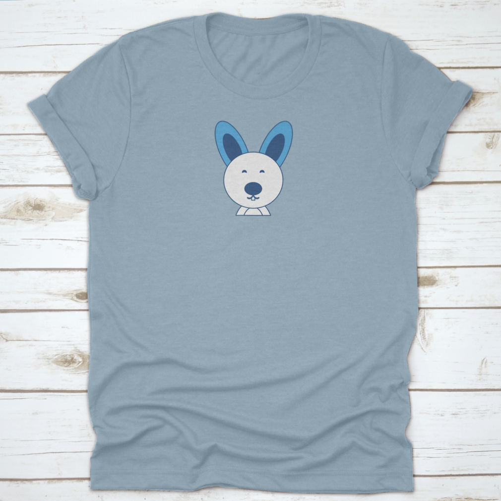 A smiling cute buck tooth Easter bunny design on a comfortable t-shirt, perfect for Easter celebrations.