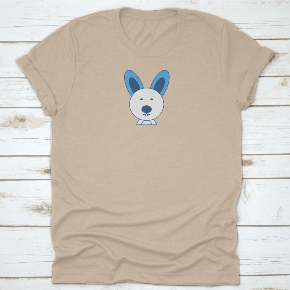 A smiling cute buck tooth Easter bunny design on a comfortable t-shirt, perfect for Easter celebrations.