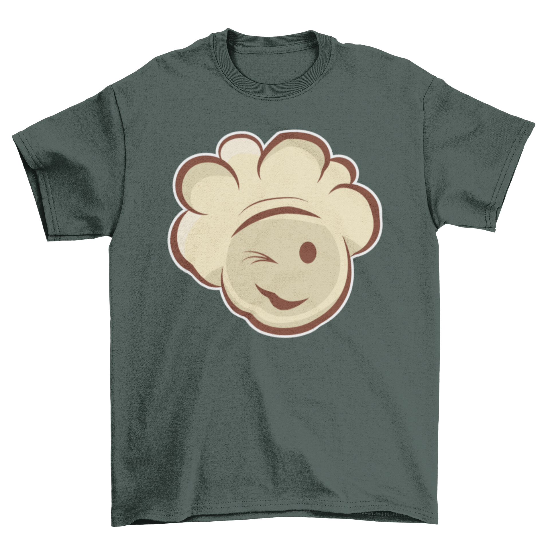 A cheerful T-shirt featuring a smiling popcorn cartoon design, perfect for food lovers.