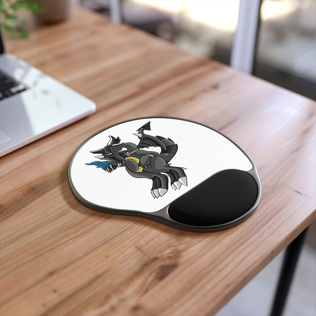 Snafibat Mouse Pad with ergonomic Memory Foam wrist rest and customizable neoprene insert, featuring a foot-shaped black plastic base.