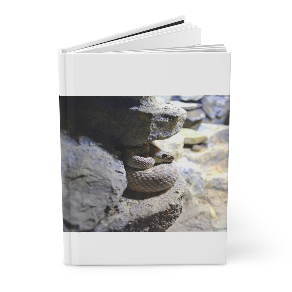 Snake Hardcover Journal Matte with customizable cover and lined pages, showcasing its stylish design and durable construction.