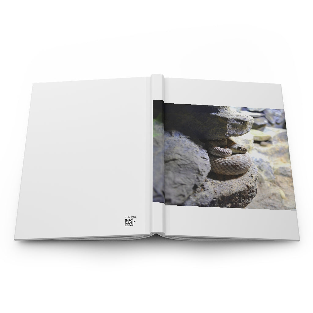 Snake Hardcover Journal Matte with customizable cover and lined pages, showcasing its stylish design and durable construction.