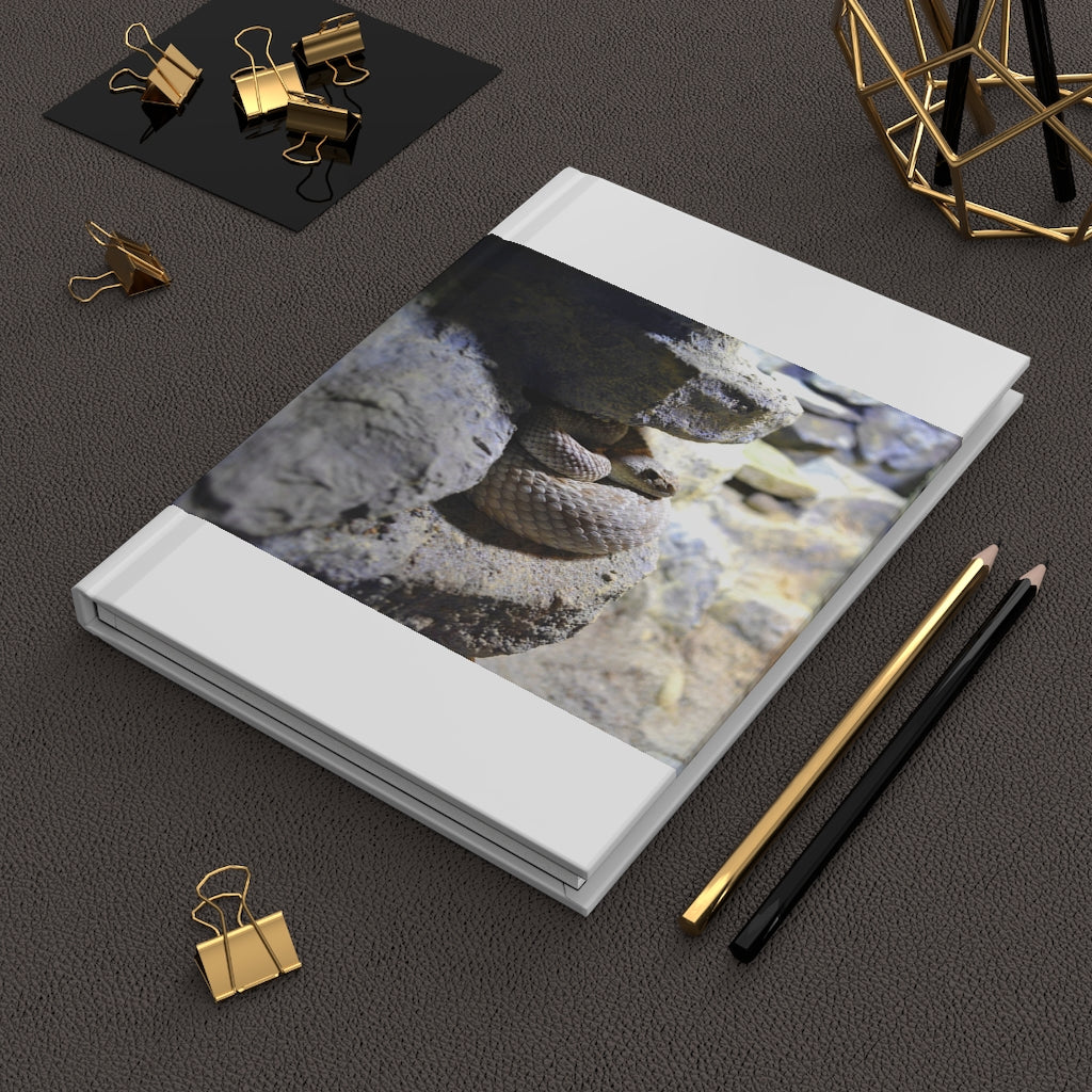 Snake Hardcover Journal Matte with customizable cover and lined pages, showcasing its stylish design and durable construction.