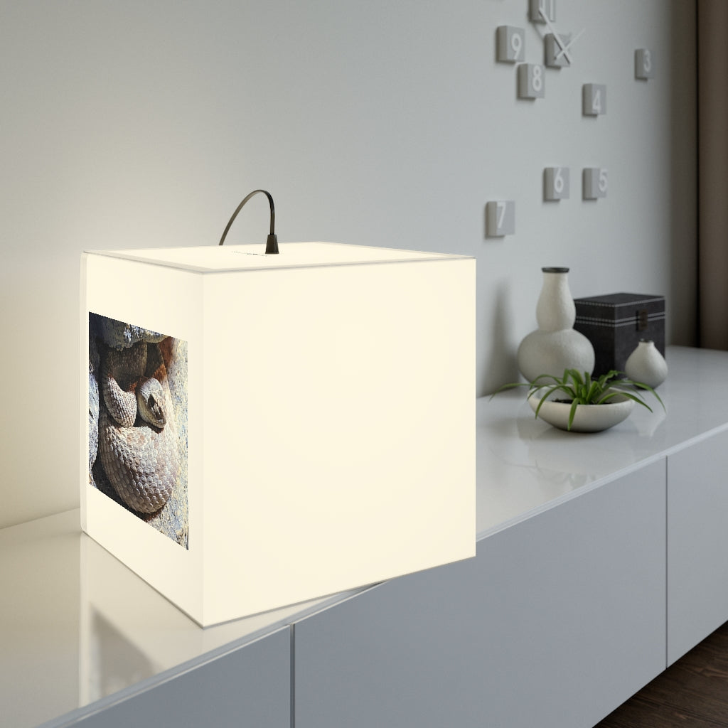 A stylish Snake Personalized Lamp in a cube shape, showcasing its unique design and soft glow, perfect for indoor decoration.