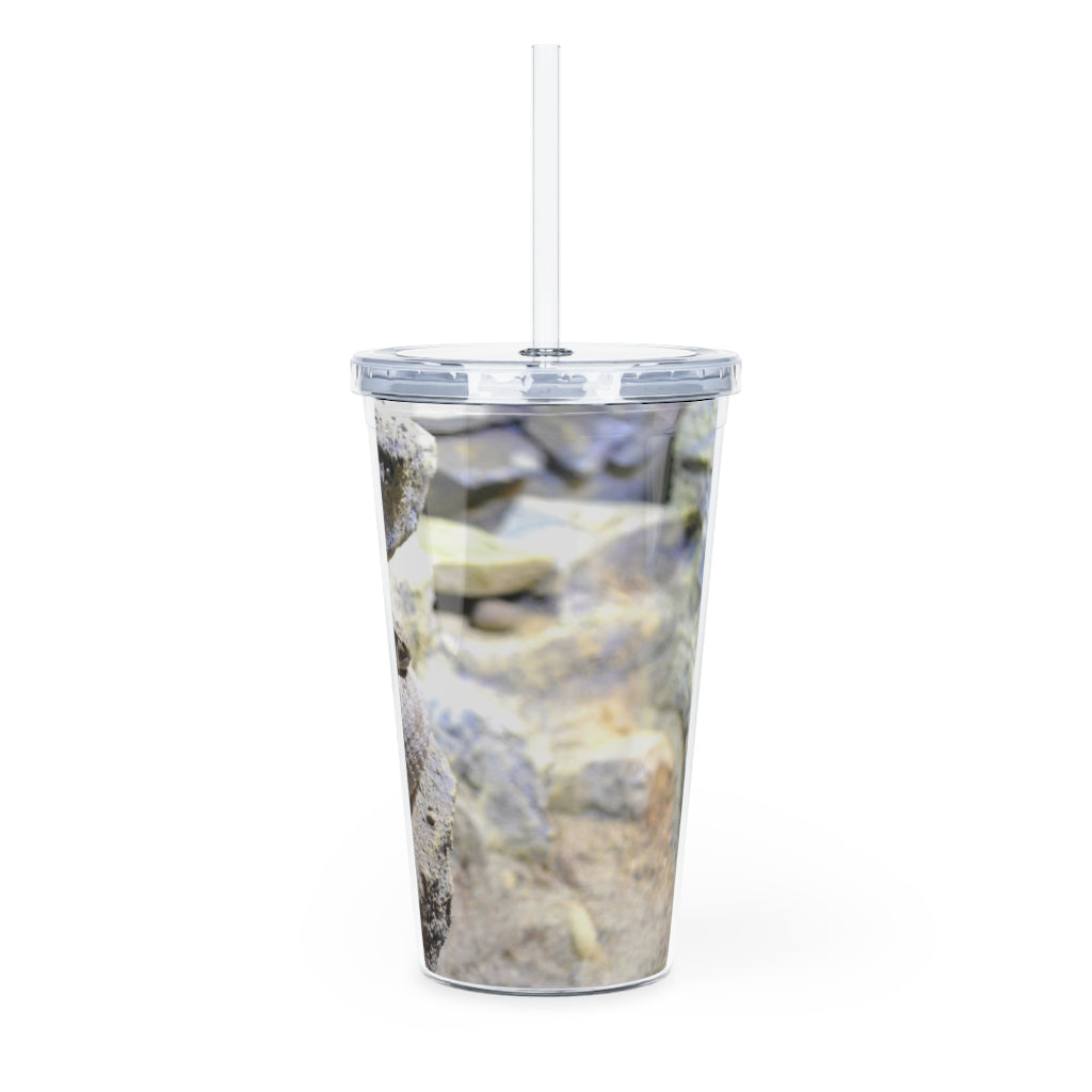 A stylish Snake Plastic Tumbler with a straw and lid, showcasing a customizable design, perfect for various beverages.