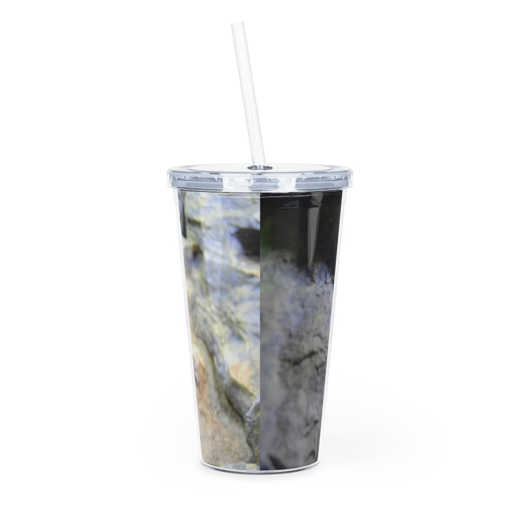 A stylish Snake Plastic Tumbler with a straw and lid, showcasing a customizable design, perfect for various beverages.