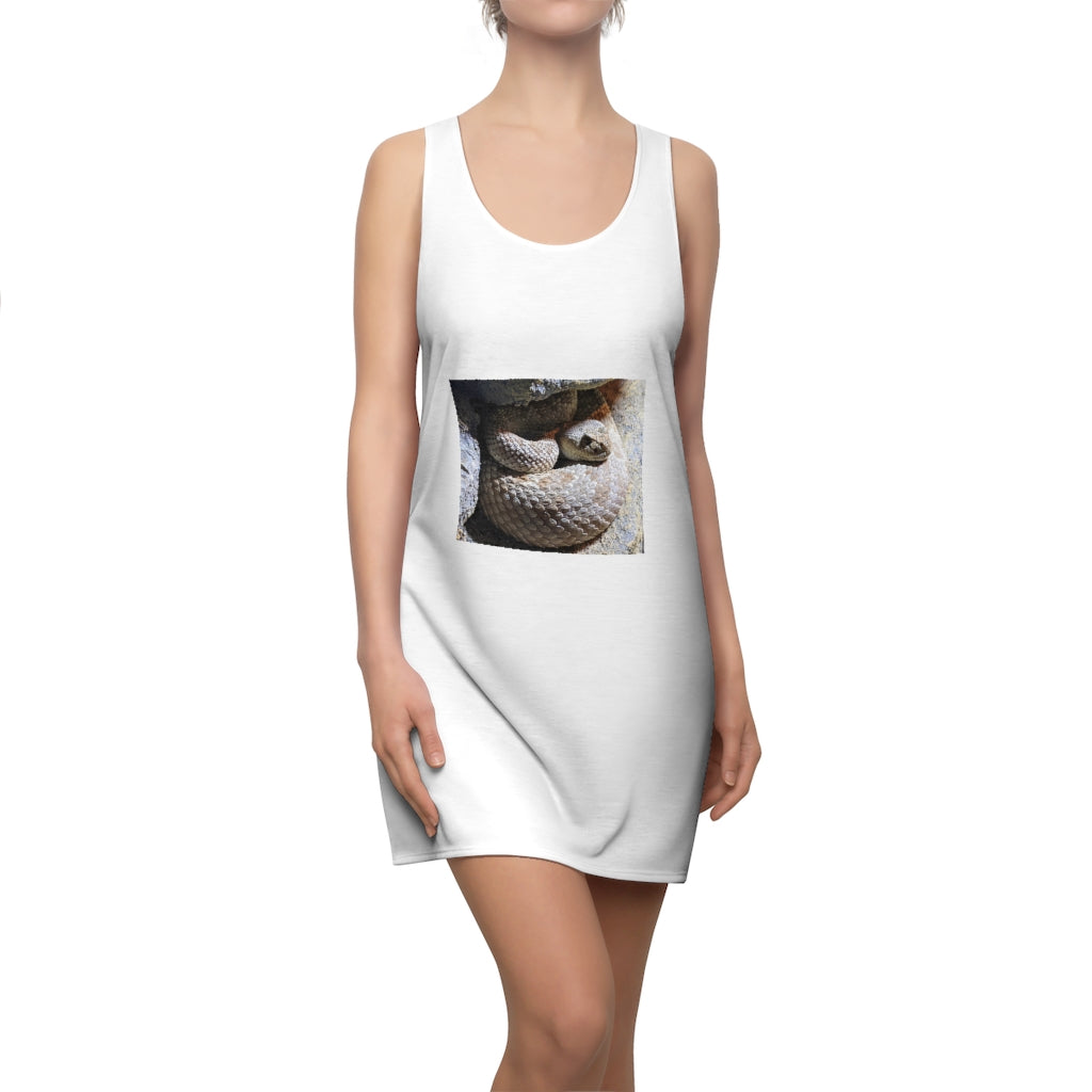 A stylish Snake Women's Cut & Sew Racerback Dress showcasing a feminine design with a sporty fit, perfect for various occasions.