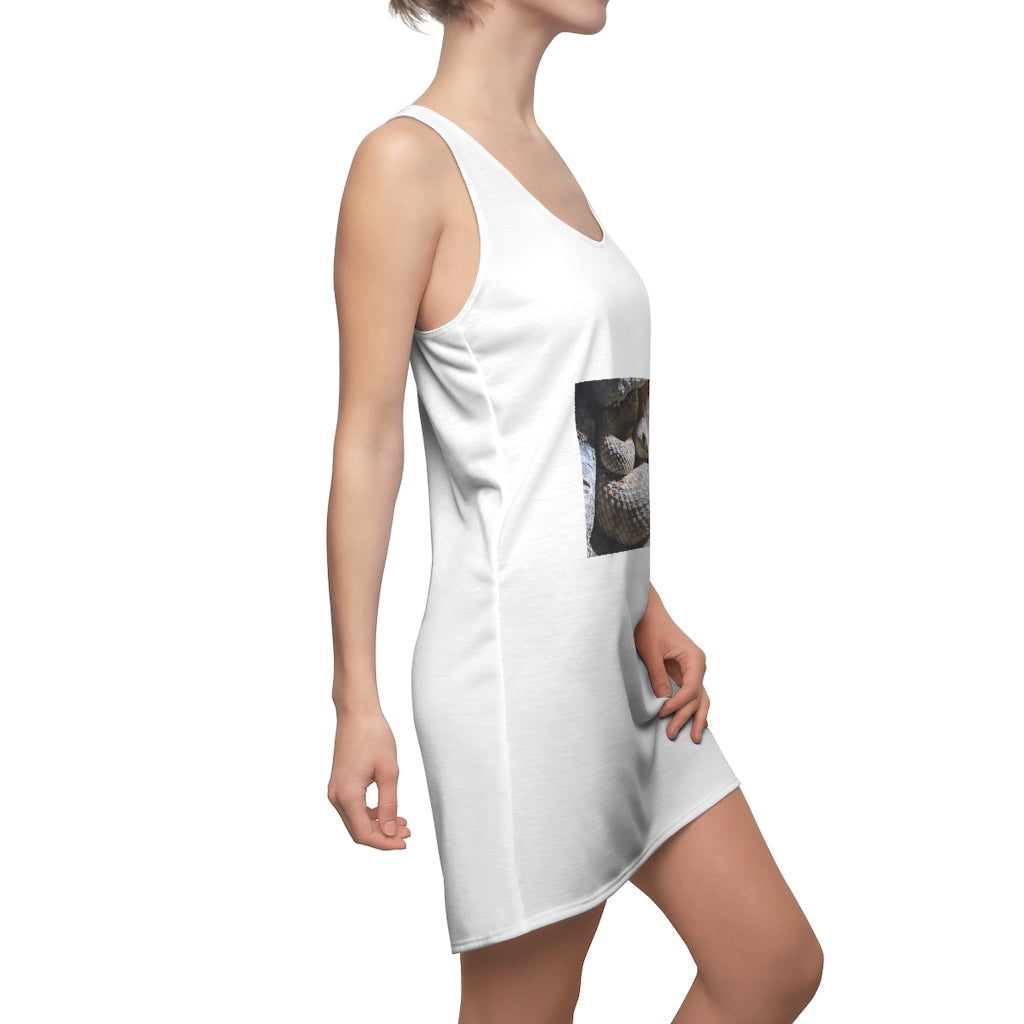 A stylish Snake Women's Cut & Sew Racerback Dress showcasing a feminine design with a sporty fit, perfect for various occasions.