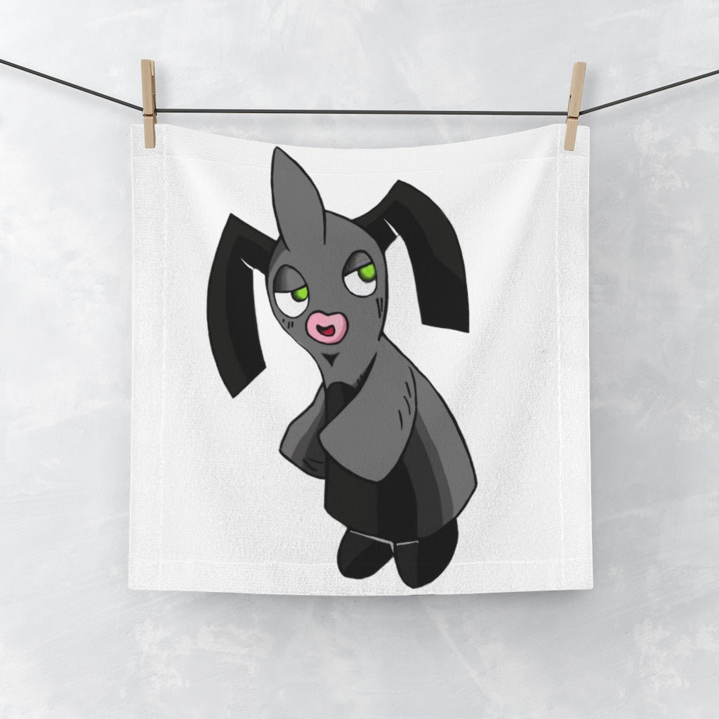 Snaughtnaut Face Towel featuring a customizable polyester front and soft cotton back, ideal for personal designs.