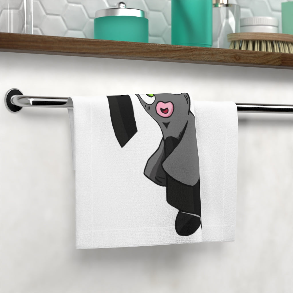 Snaughtnaut Face Towel featuring a customizable polyester front and soft cotton back, ideal for personal designs.