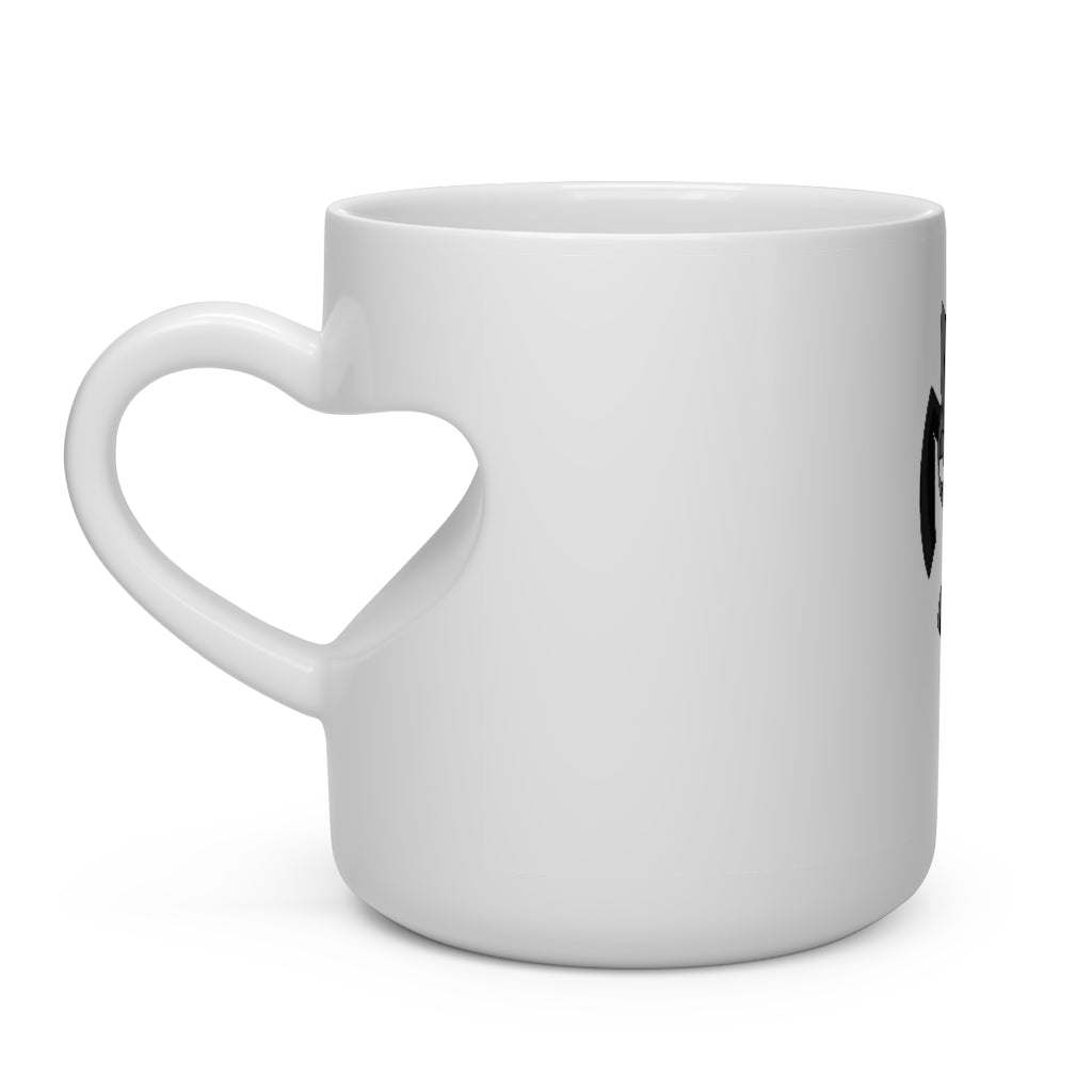 Snaughtnaut Heart Shape Mug featuring a white ceramic body and a heart-shaped handle, perfect for hot beverages.