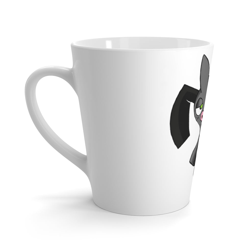 A stylish Snaughtnaut Latte Mug made of durable white ceramic, featuring rounded corners and a comfortable C-handle.