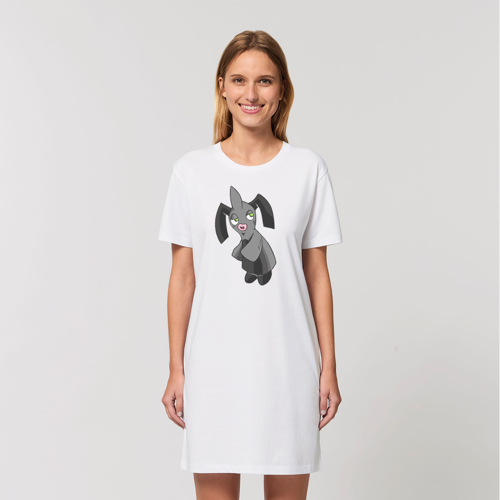 A stylish Snaughtnaut Organic T-Shirt Dress made from 100% organic cotton, showcasing its soft texture and elegant design.