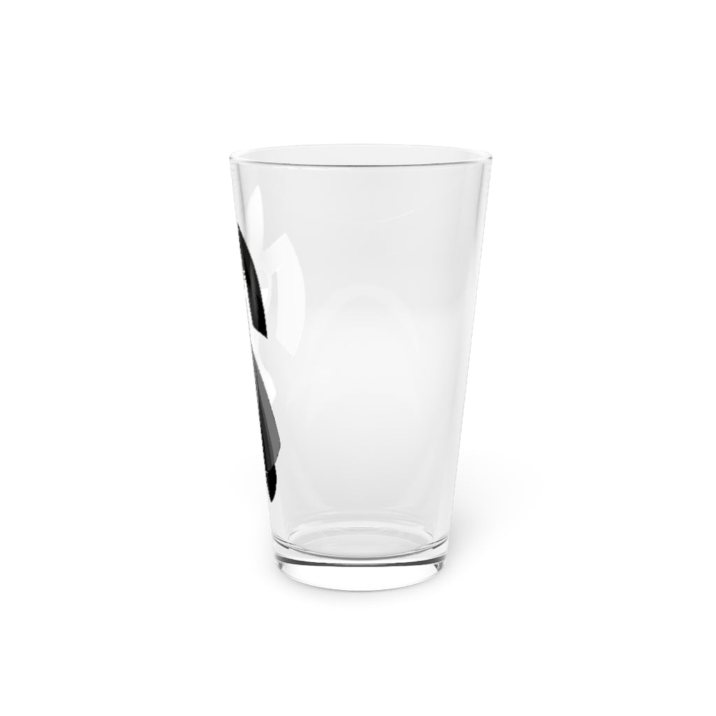 Snaughtnaut Pint Glass, 16oz, clear glass with custom printed design, ideal for beverages.