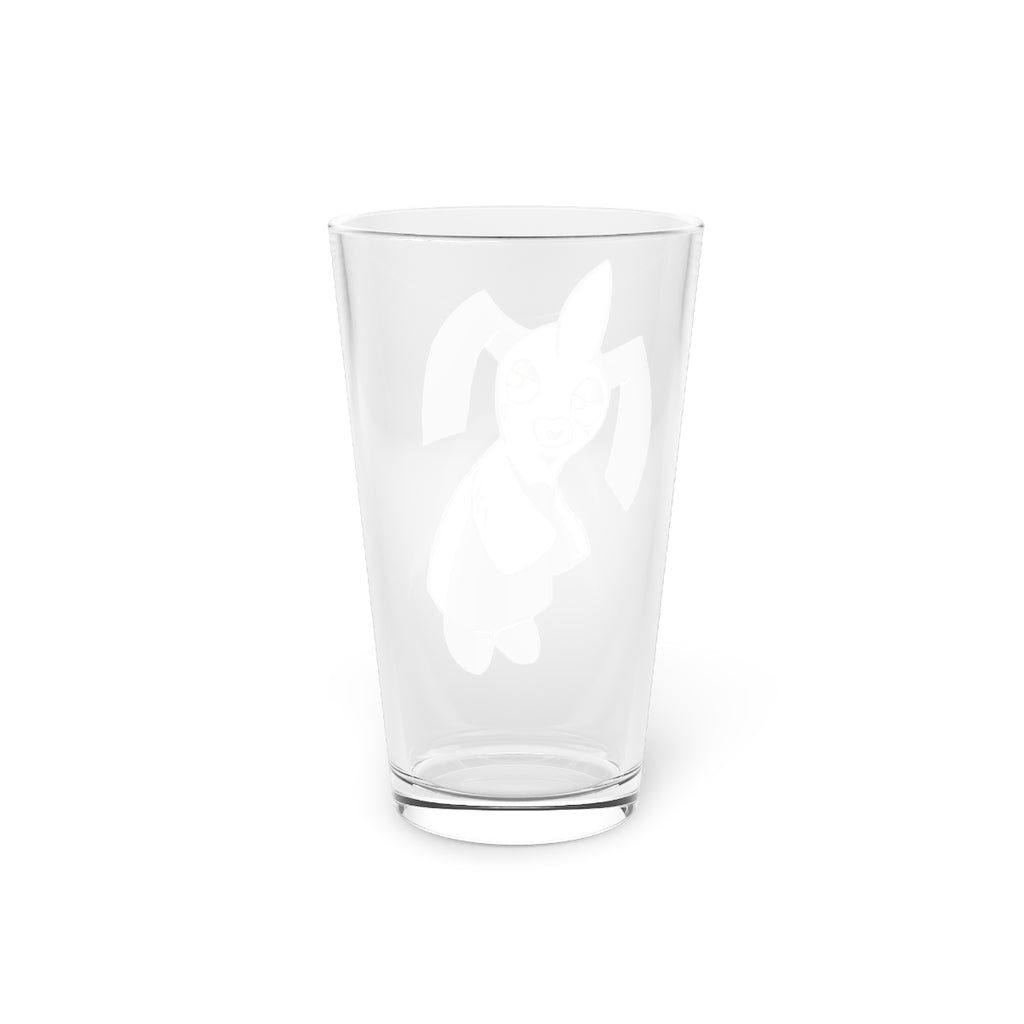 Snaughtnaut Pint Glass, 16oz, clear glass with custom printed design, ideal for beverages.