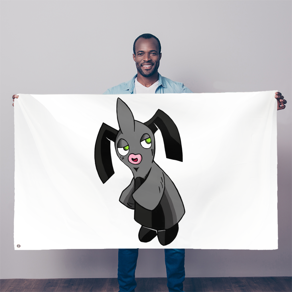 Snaughtnaut Sublimation Flag displayed outdoors, showcasing vibrant colors and double-stitched edges.