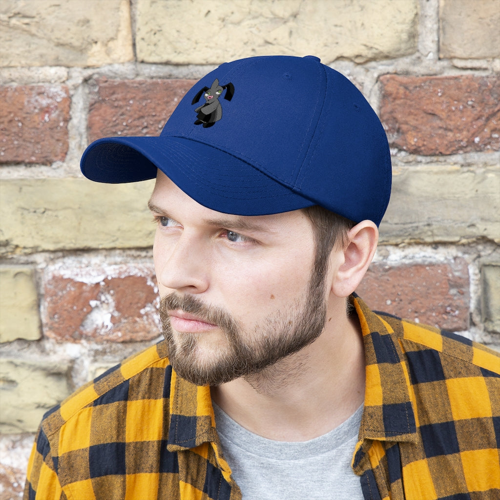 Snaughtnaut Unisex Twill Hat in a classic 6-panel design, made from 100% cotton twill with an adjustable Velcro closure.