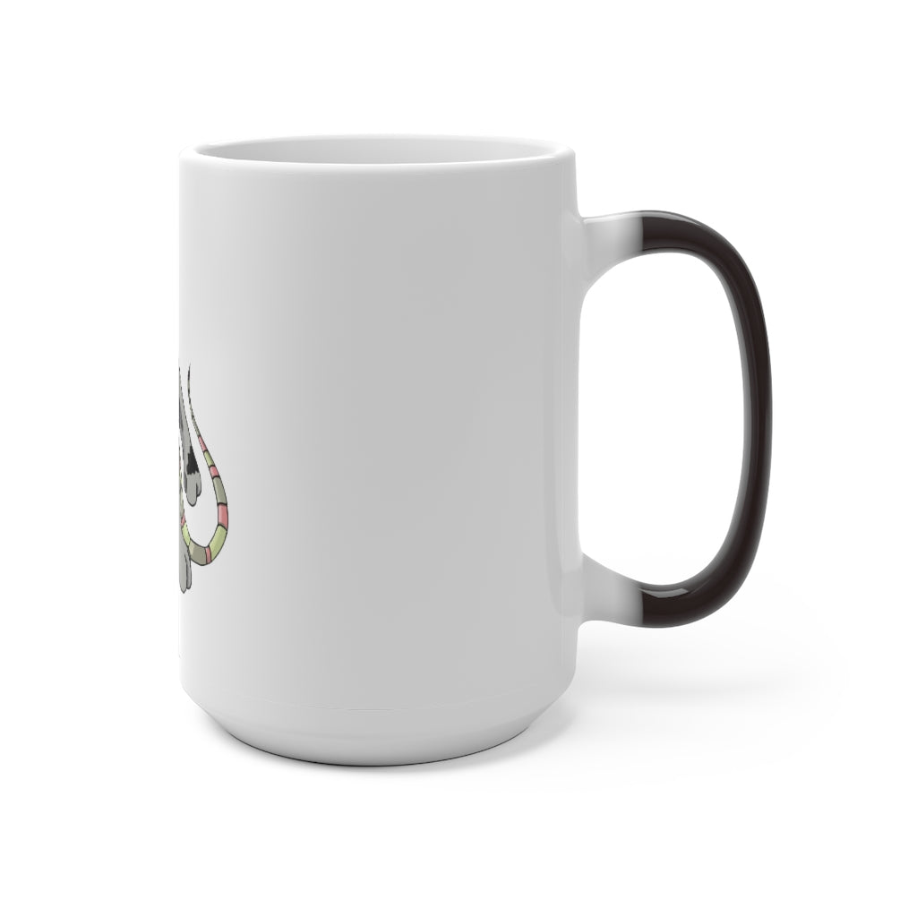 Snibble Color Changing Mug showcasing its magical color transformation with a white ceramic finish.