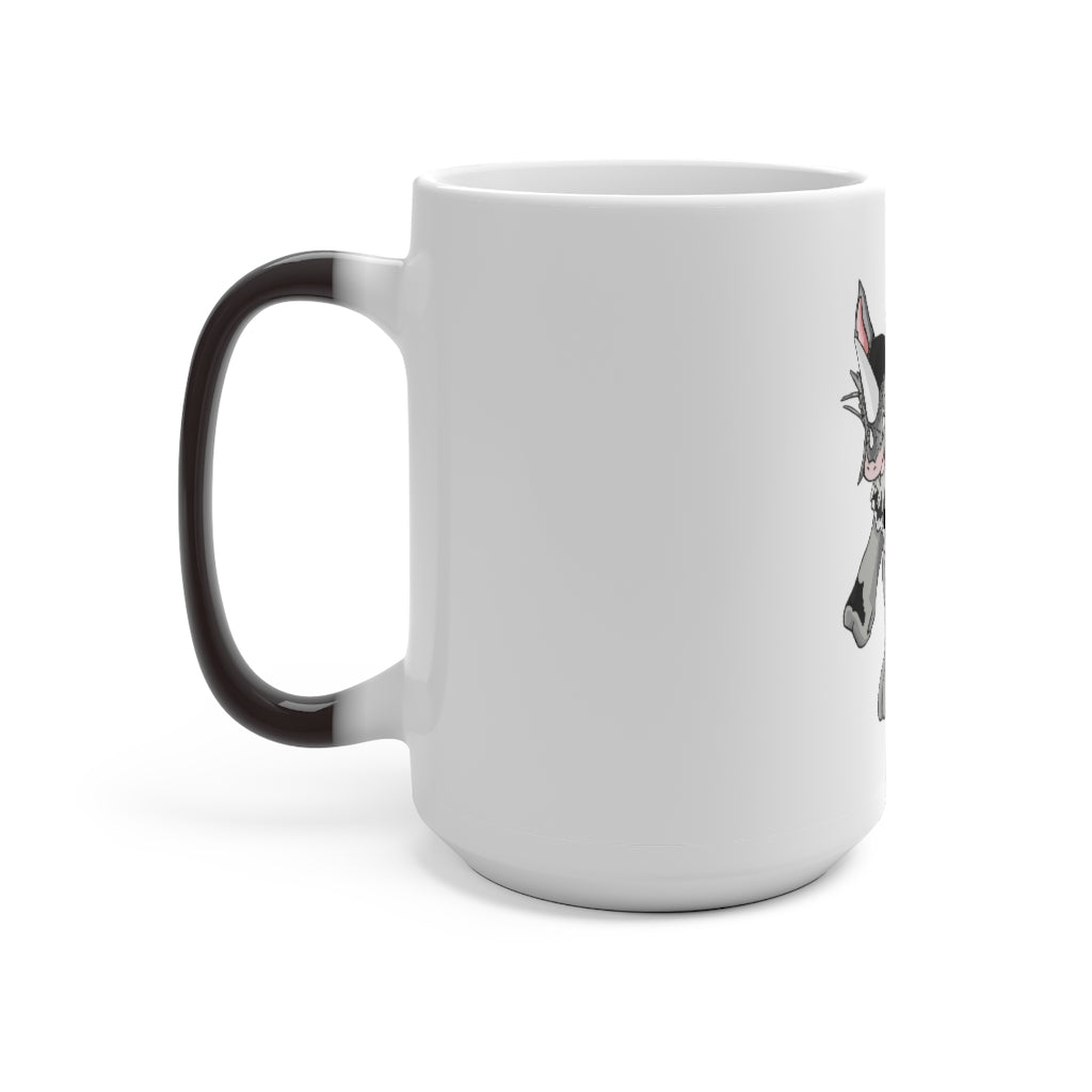 Snibble Color Changing Mug showcasing its magical color transformation with a white ceramic finish.