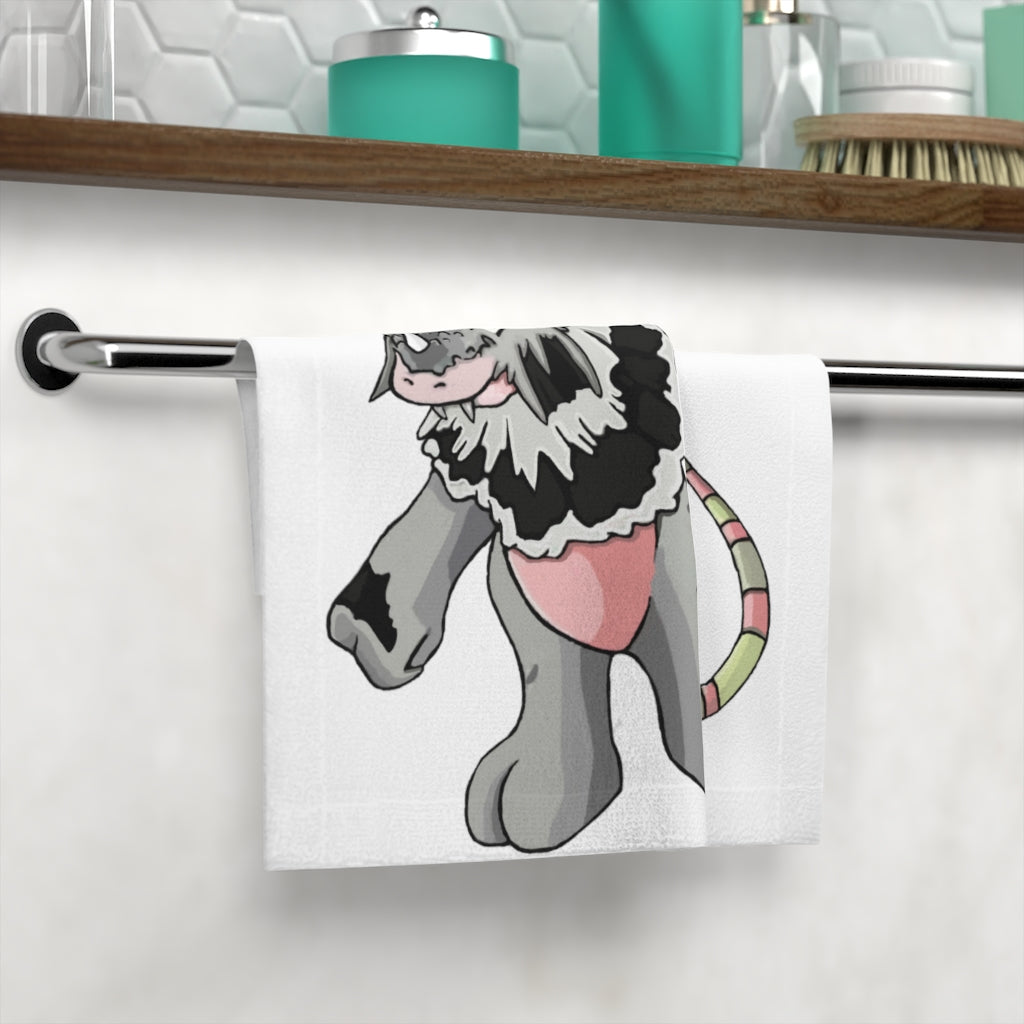 Snibble Face Towel featuring a vibrant custom design on a soft polyester front and absorbent cotton back, ideal for bathroom use.