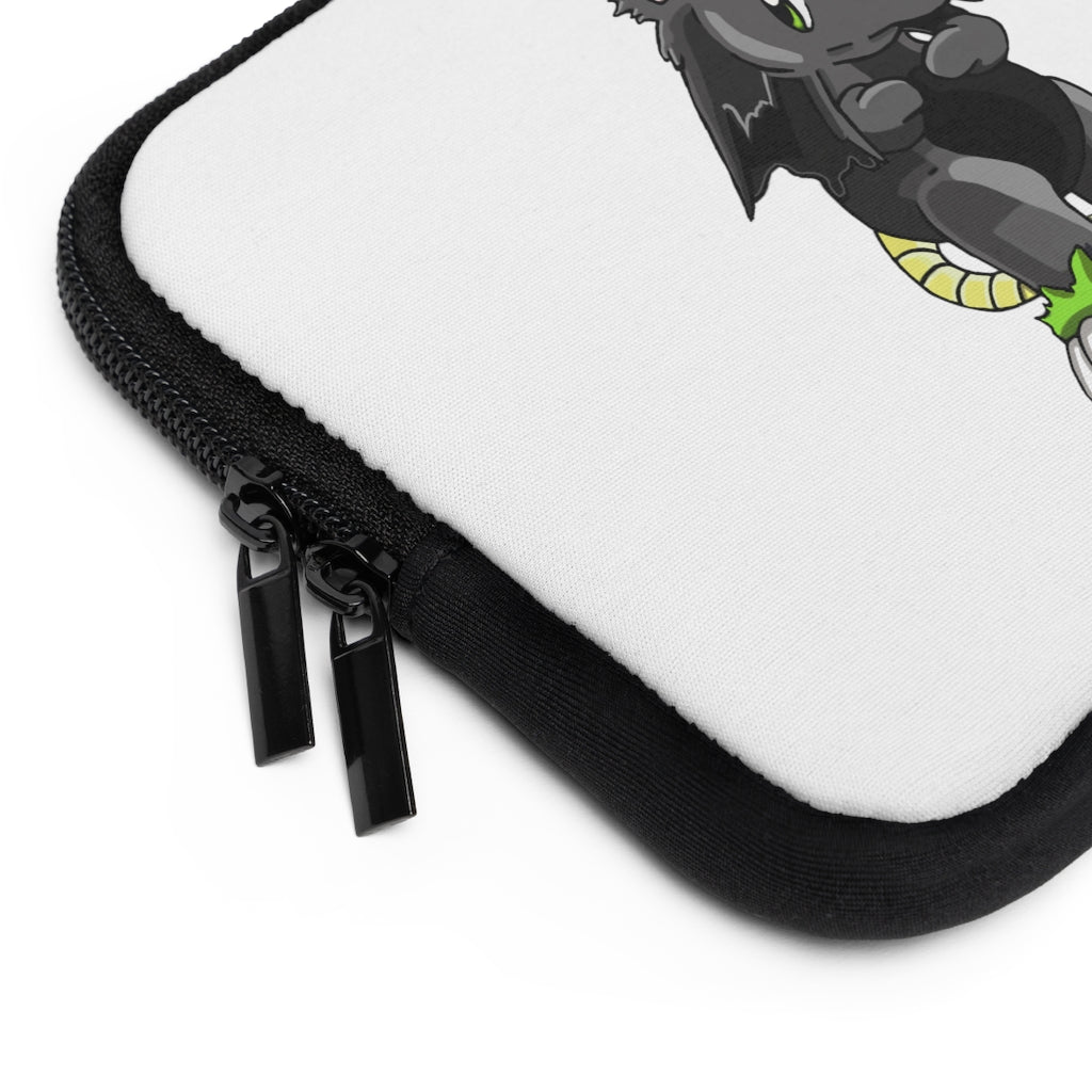 Snibble Laptop Sleeve featuring a customizable front design and a solid black back, made from water-resistant neoprene material.