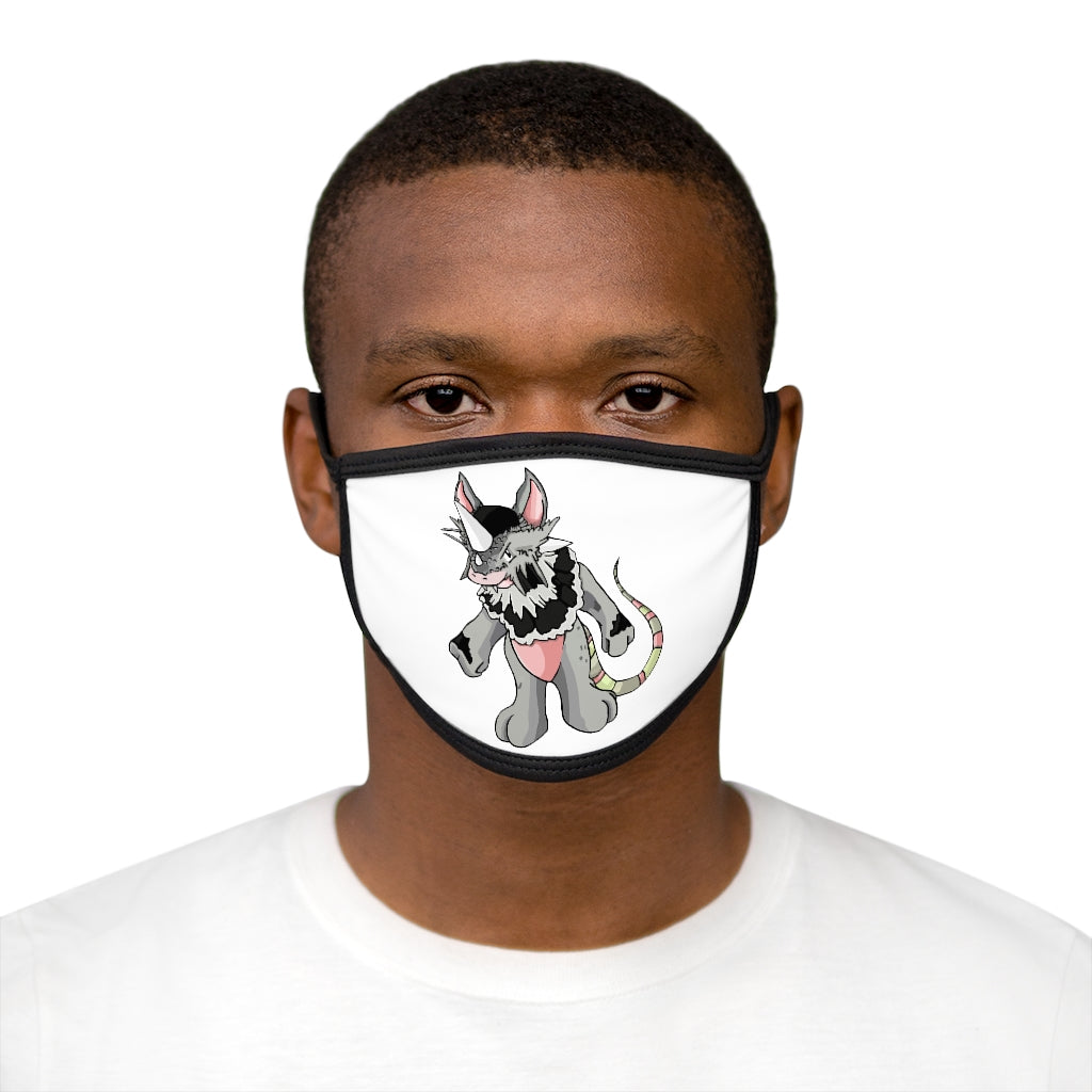 Snibble Mixed-Fabric Face Mask featuring a black outer edge and earloops, made from polyester and cotton for comfort and style.