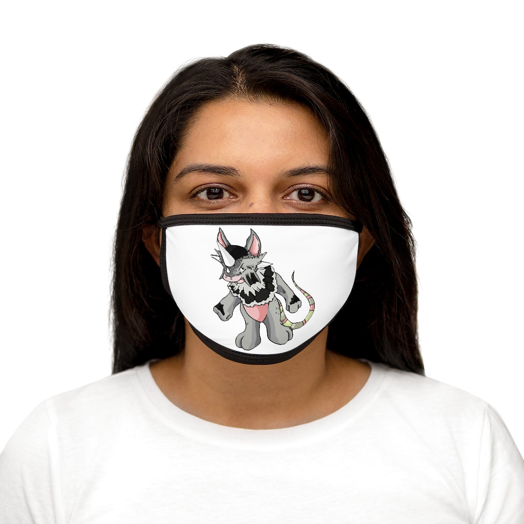 Snibble Mixed-Fabric Face Mask featuring a black outer edge and earloops, made from polyester and cotton for comfort and style.