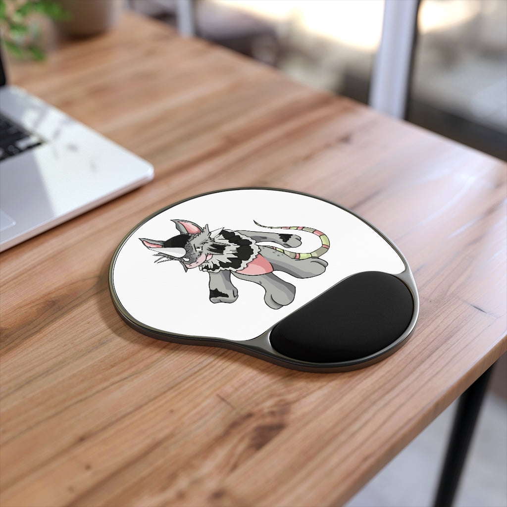 Snibble Mouse Pad with ergonomic Memory Foam wrist rest and custom-printed neoprene insert, foot-shaped design.