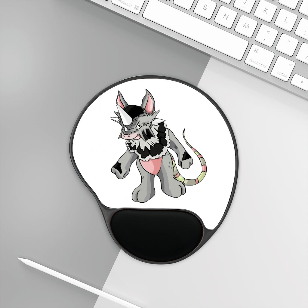 Snibble Mouse Pad with ergonomic Memory Foam wrist rest and custom-printed neoprene insert, foot-shaped design.