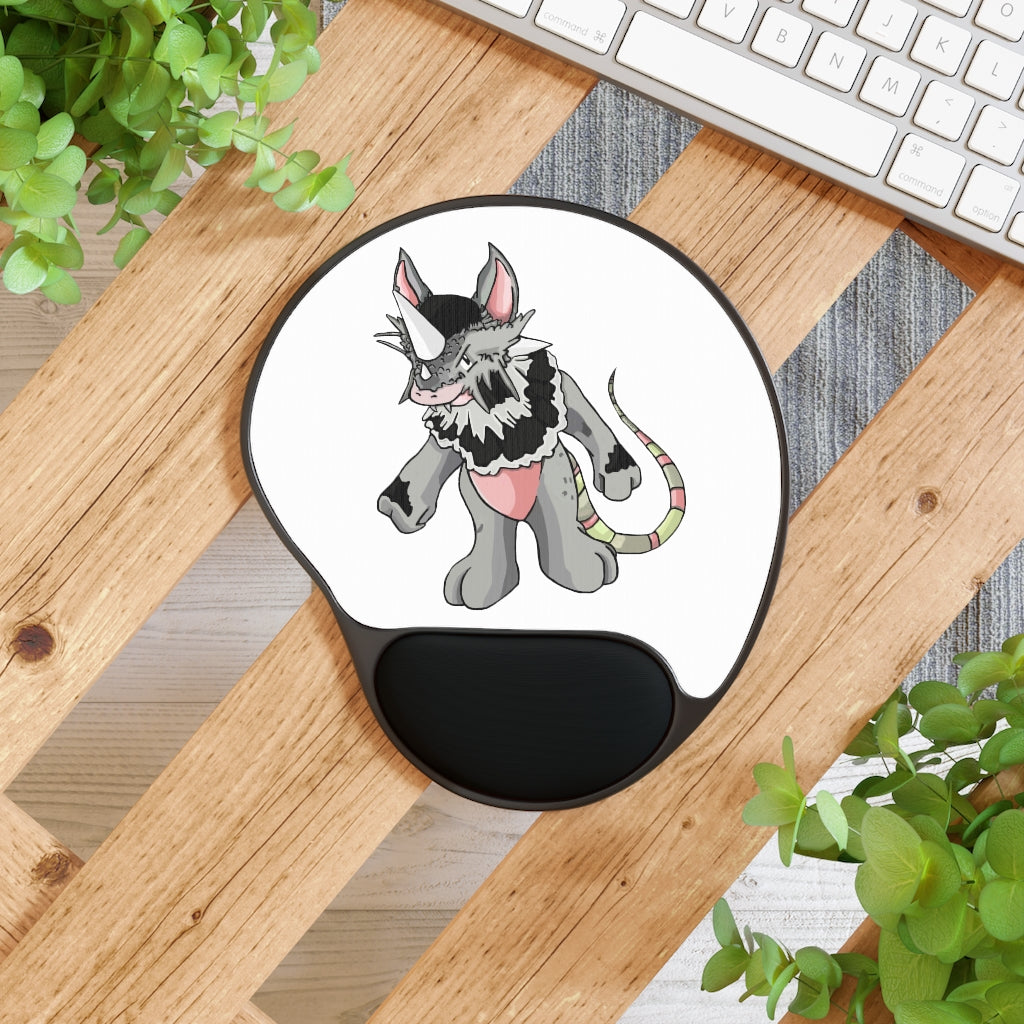 Snibble Mouse Pad with ergonomic Memory Foam wrist rest and custom-printed neoprene insert, foot-shaped design.