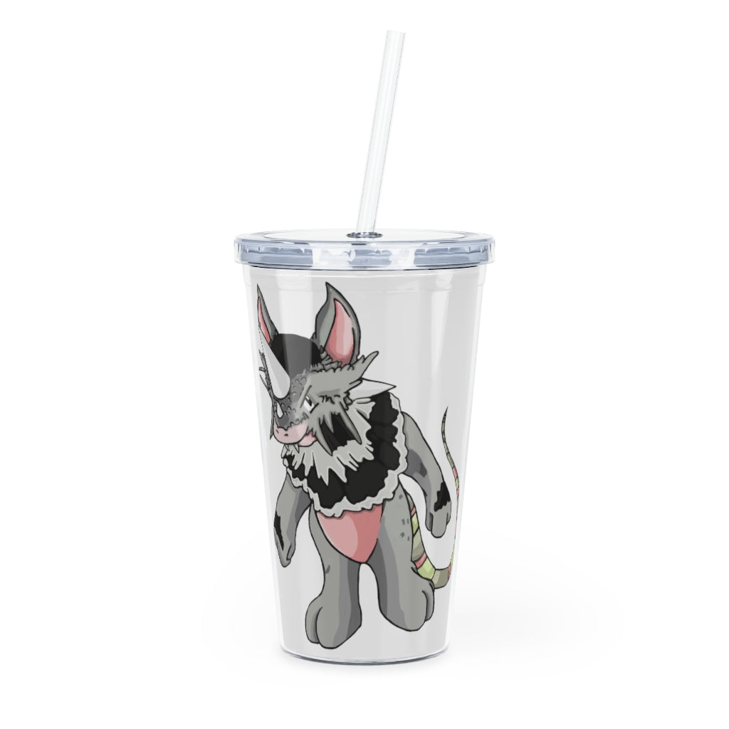 Snibble Plastic Tumbler with Straw, featuring a customizable design and double wall insulation for drinks.