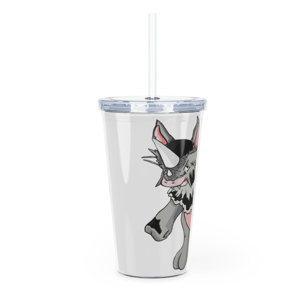 Snibble Plastic Tumbler with Straw, featuring a customizable design and double wall insulation for drinks.