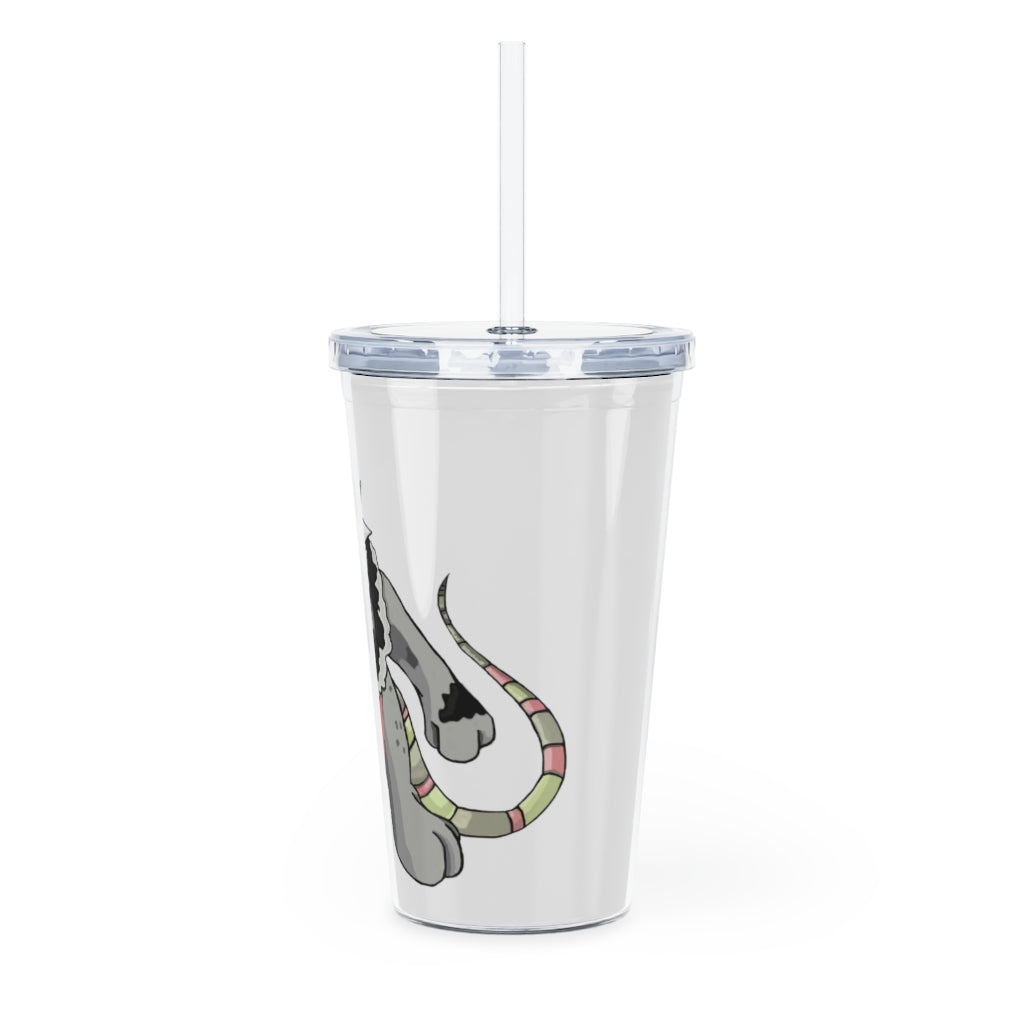 Snibble Plastic Tumbler with Straw, featuring a customizable design and double wall insulation for drinks.