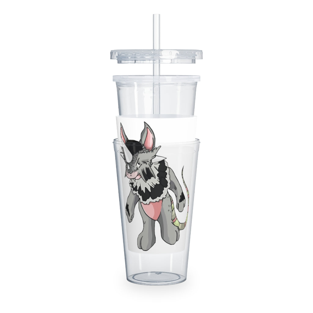 Snibble Plastic Tumbler with Straw, featuring a customizable design and double wall insulation for drinks.