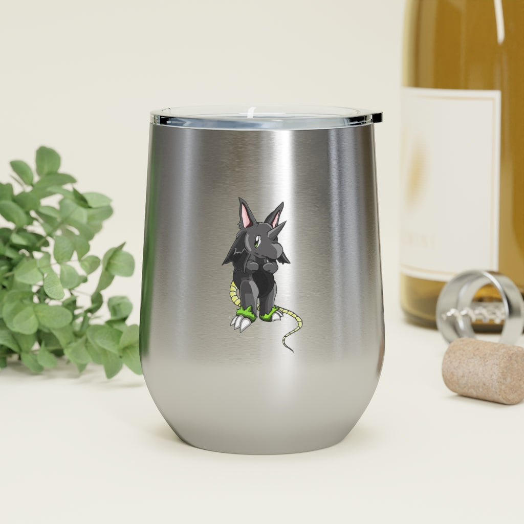 Snouse 12oz Insulated Wine Tumbler with clear lid, showcasing its stylish design and stainless steel finish.