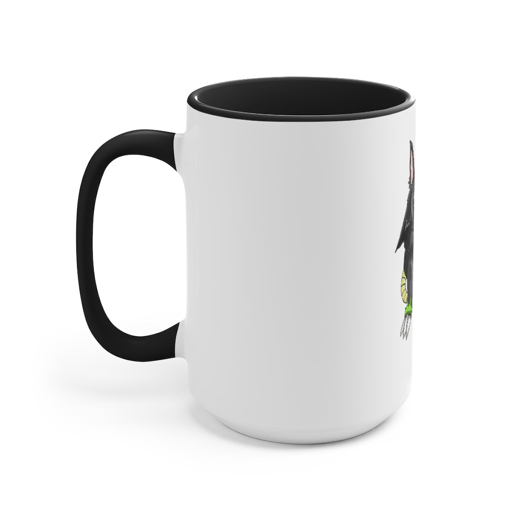 A stylish Snouse Accent Mug featuring a white exterior with a colored interior, available in red, pink, and black options, showcasing its two-tone design.