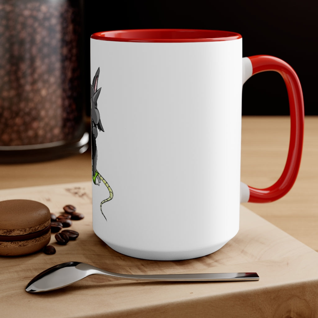 A stylish Snouse Accent Mug featuring a white exterior with a colored interior, available in red, pink, and black options, showcasing its two-tone design.