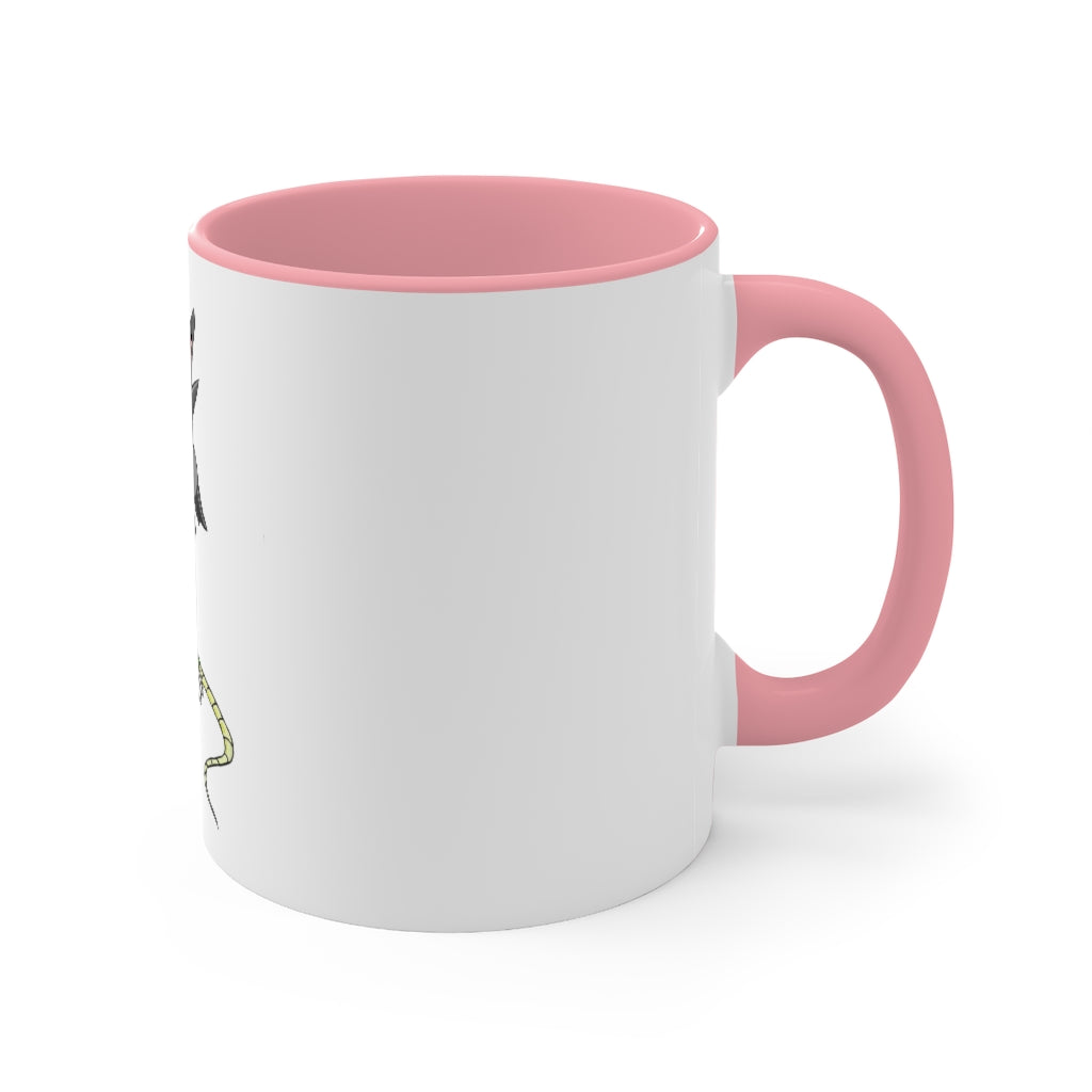 A stylish Snouse Accent Mug featuring a white exterior with a colored interior, available in red, pink, and black options, showcasing its two-tone design.