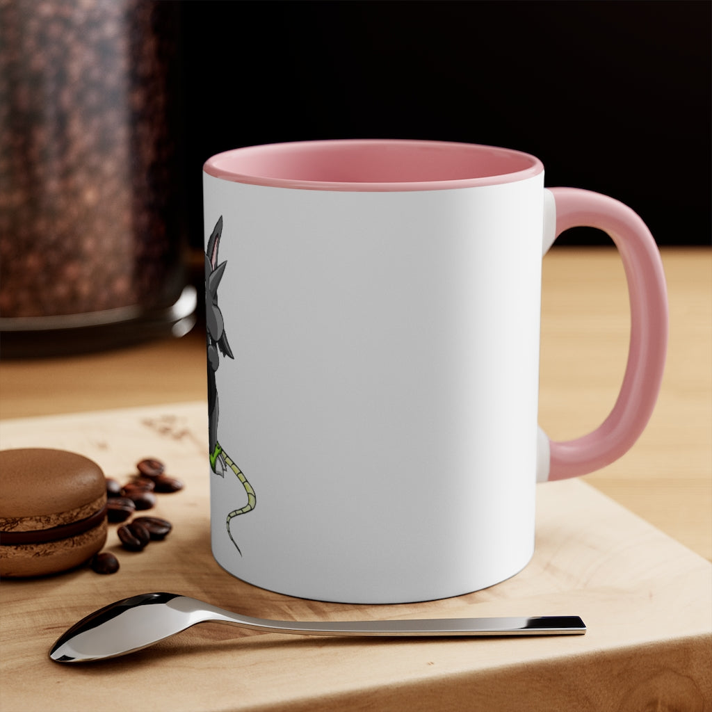 A stylish Snouse Accent Mug featuring a white exterior with a colored interior, available in red, pink, and black options, showcasing its two-tone design.