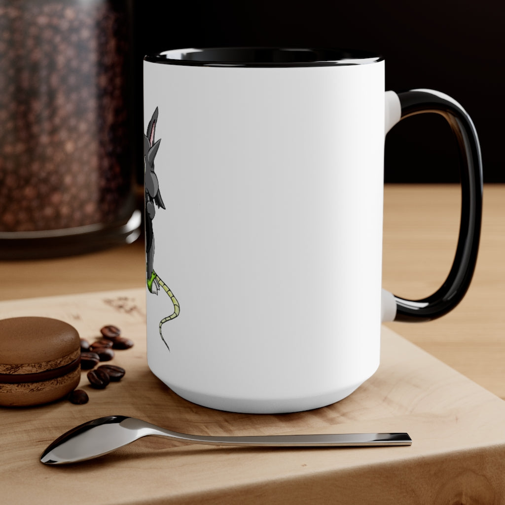 A stylish Snouse Accent Mug featuring a white exterior with a colored interior, available in red, pink, and black options, showcasing its two-tone design.