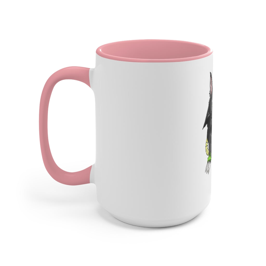 A stylish Snouse Accent Mug featuring a white exterior with a colored interior, available in red, pink, and black options, showcasing its two-tone design.