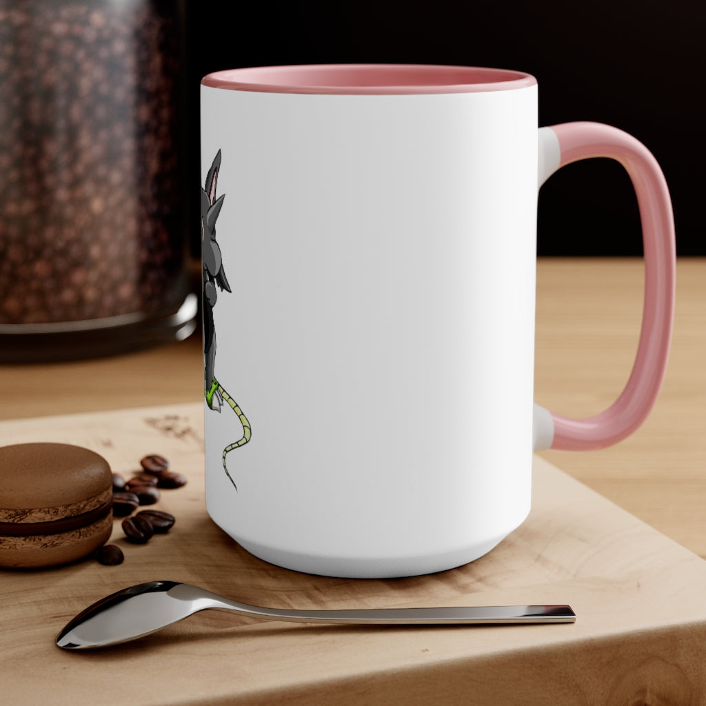 A stylish Snouse Accent Mug featuring a white exterior with a colored interior, available in red, pink, and black options, showcasing its two-tone design.