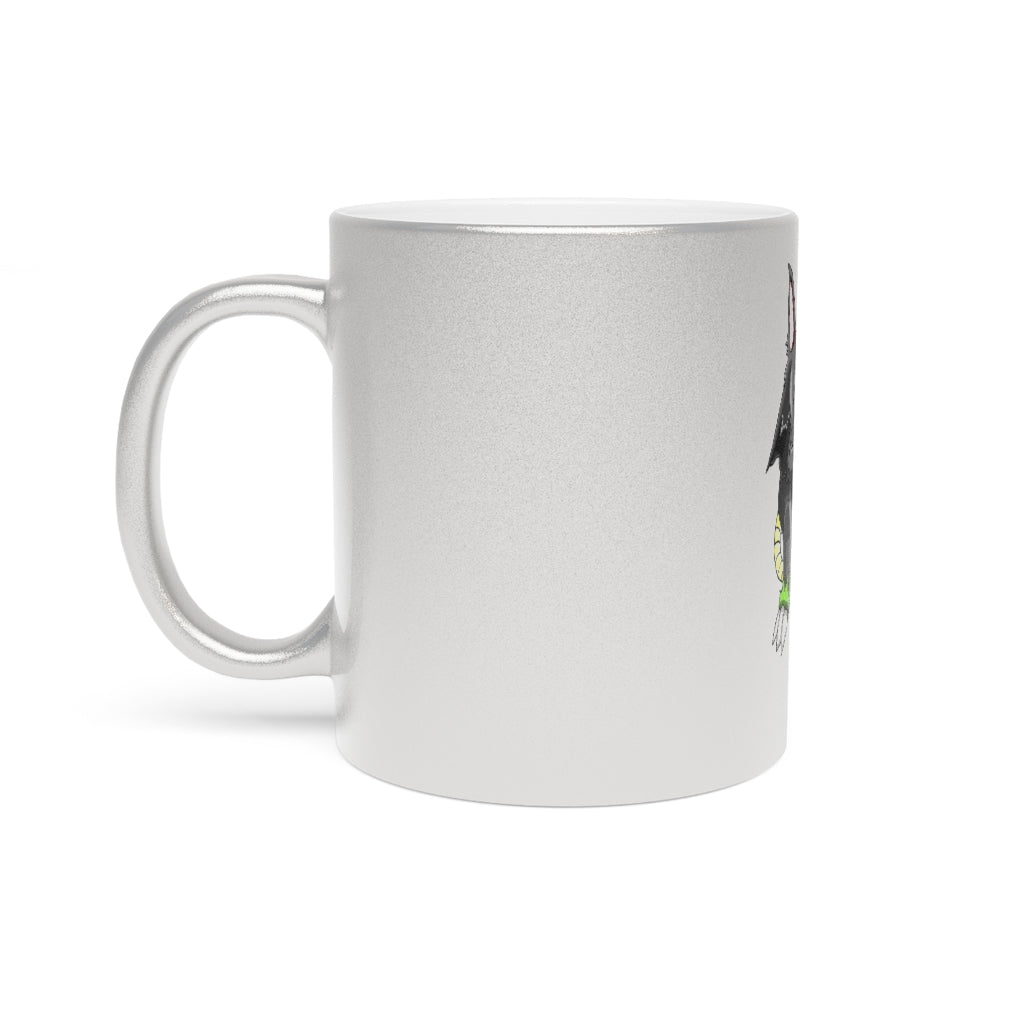 Snouse Metallic Mug in silver and gold finishes, showcasing personalized designs and a comfortable C-handle.