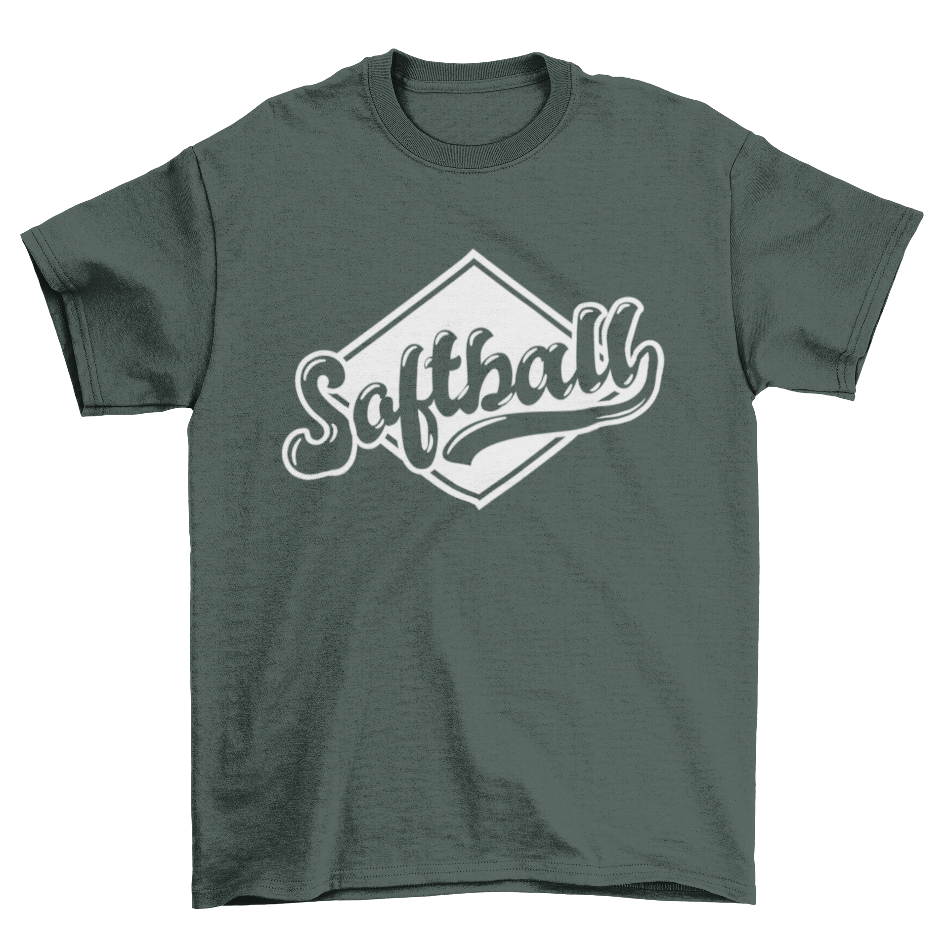 Softball T-shirt featuring 'Softball' lettering on a diamond background, perfect for fans and players.