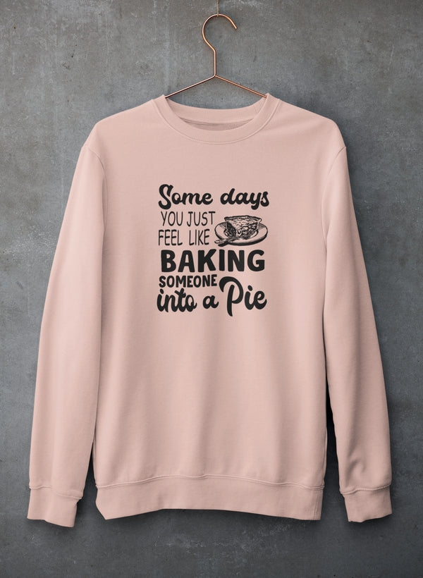 Cozy sweatshirt featuring a humorous baking design, made from soft cotton/poly fleece blend.