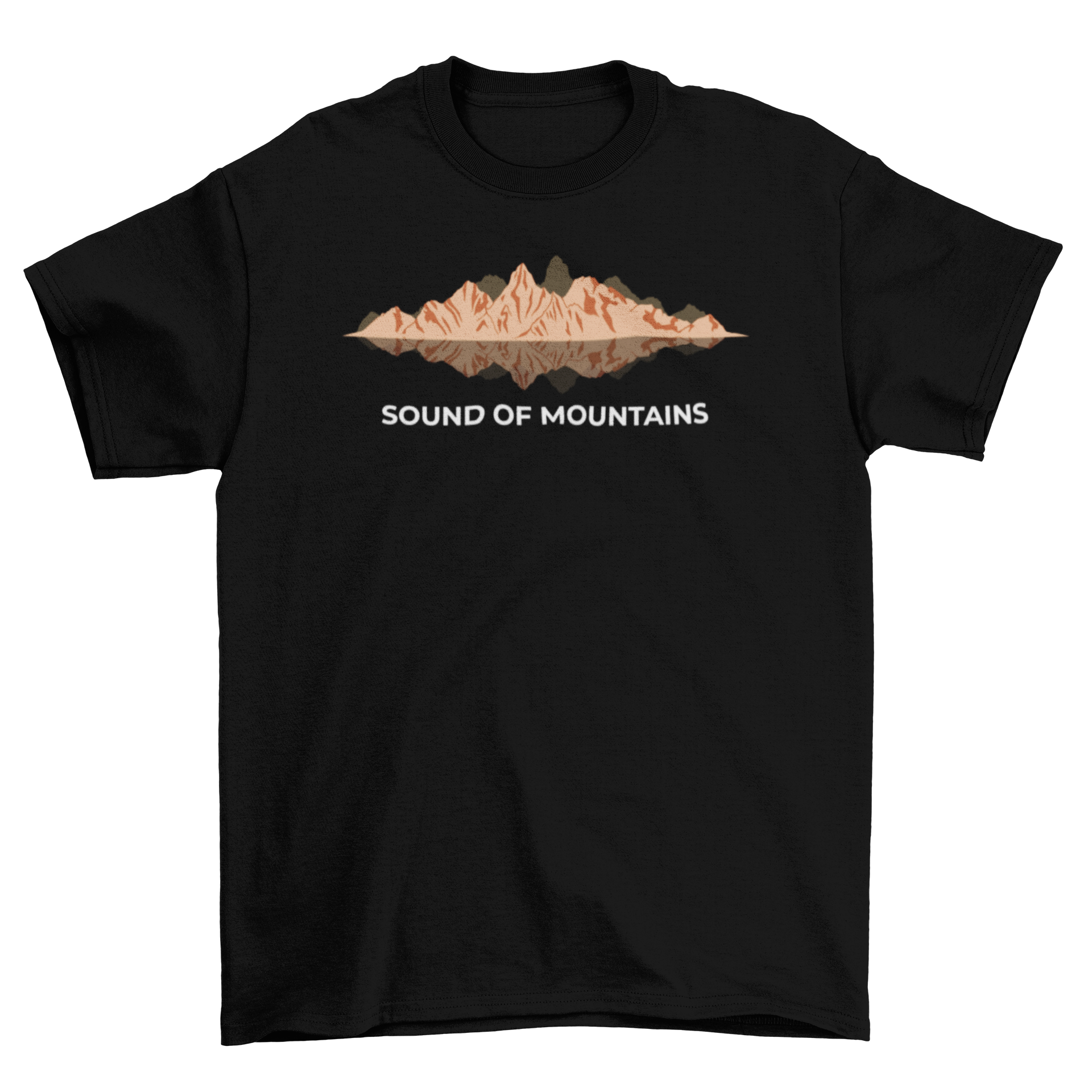 Sound of Mountain T-shirt featuring a mountain ridge illustration and the text SOUND OF MOUNTAINS.