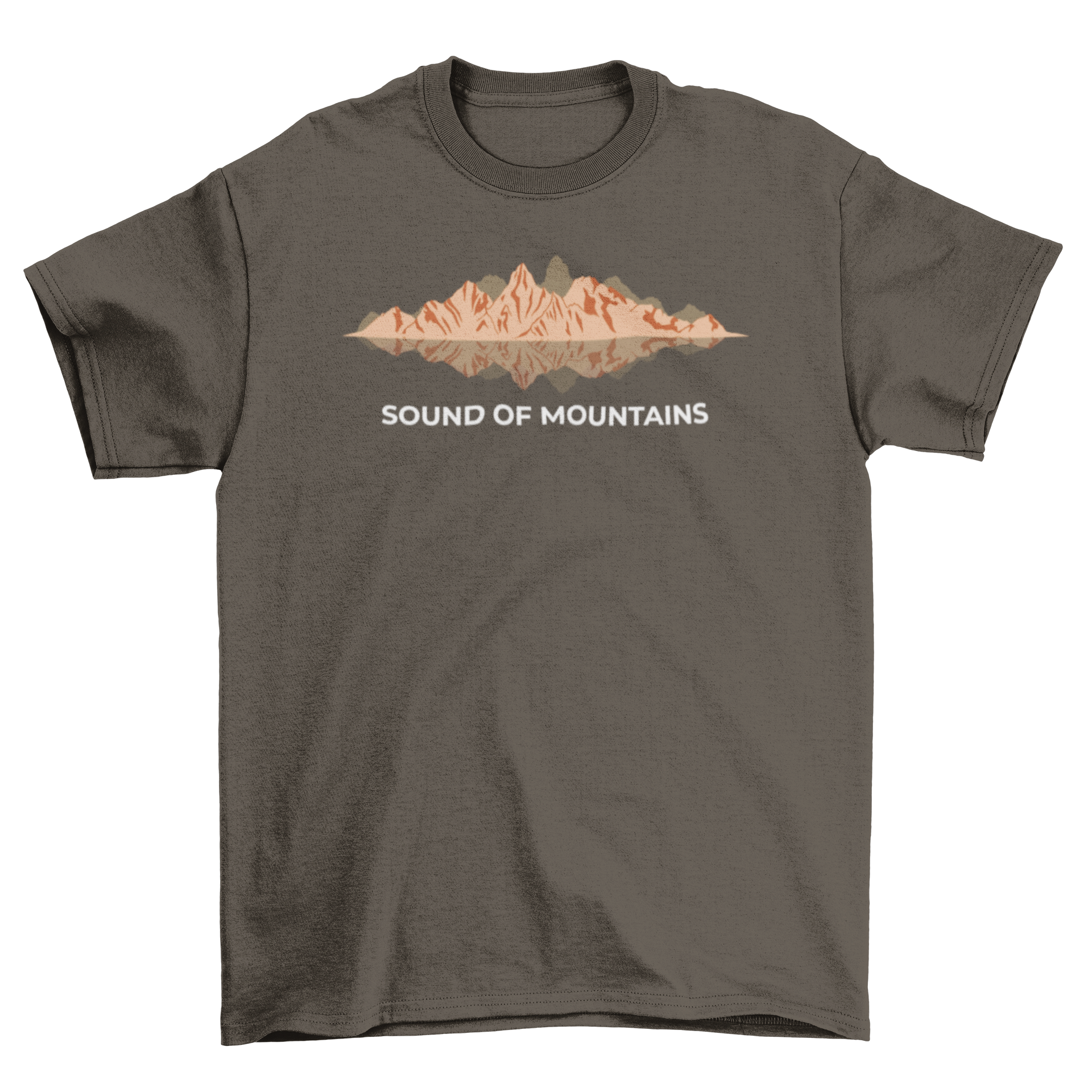 Sound of Mountain T-shirt featuring a mountain ridge illustration and the text SOUND OF MOUNTAINS.