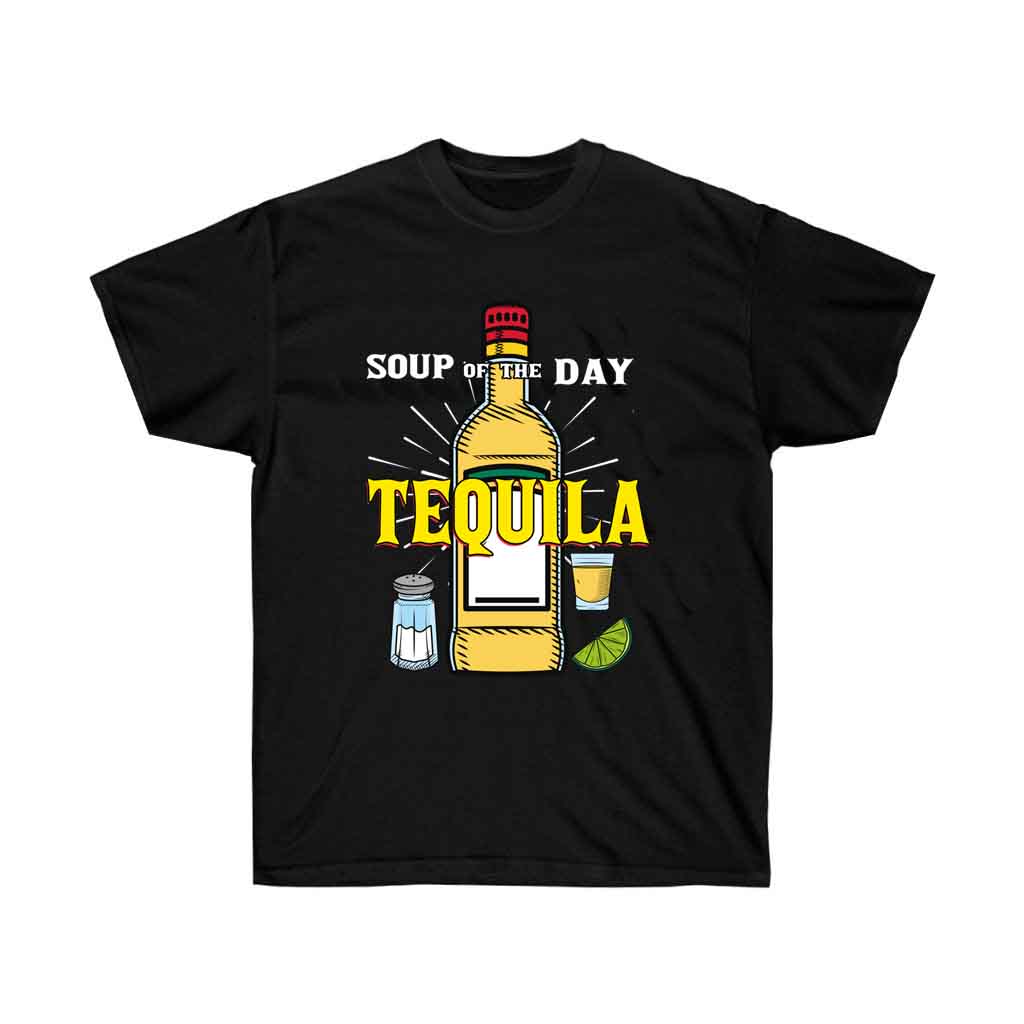 A stylish unisex t-shirt featuring a fun tequila-themed design, made from 100% soft cotton, perfect for casual wear.