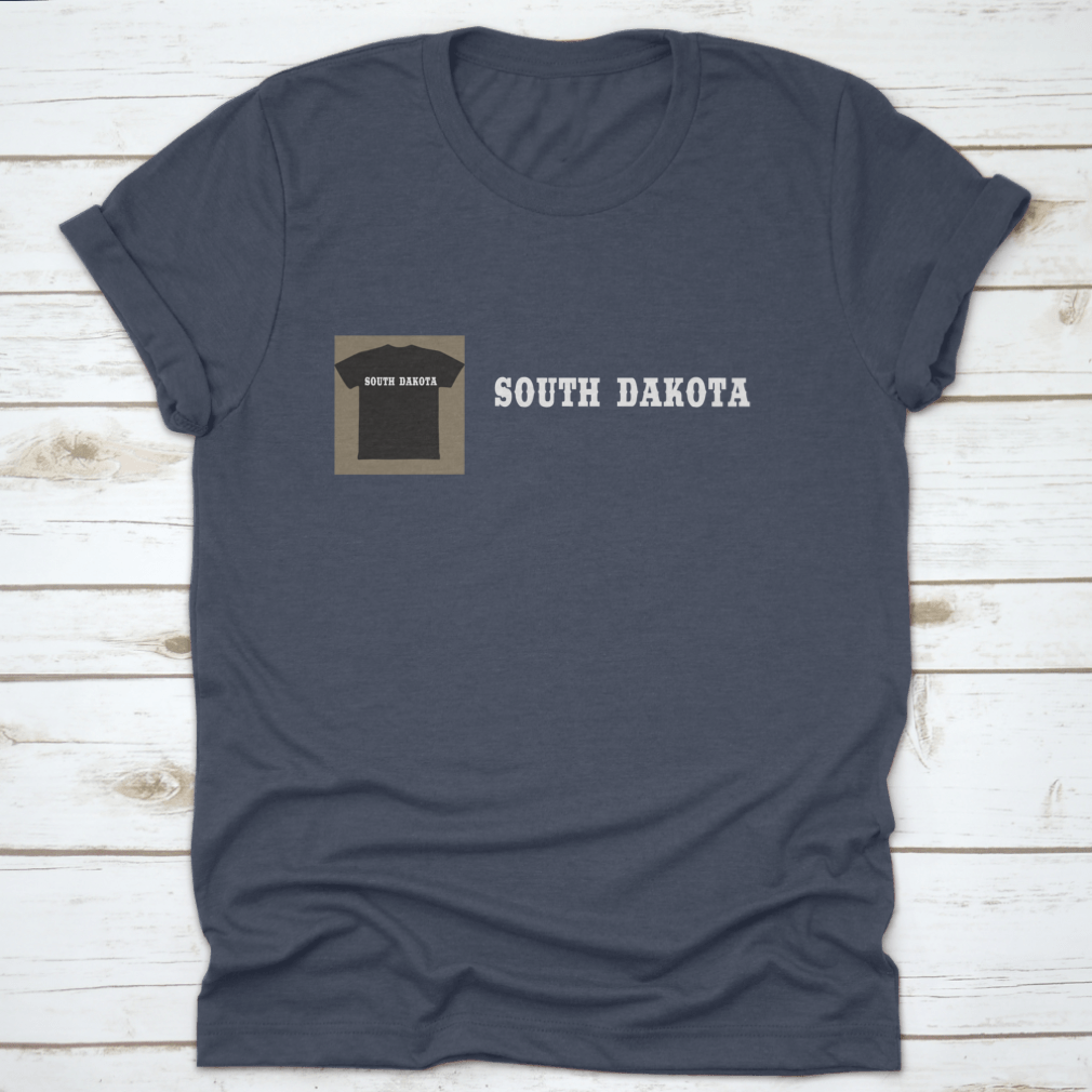 A stylish South Dakota Text Lettering Tourism Travel Shirt made of soft cotton, featuring a classic fit and midweight fabric, ideal for travel enthusiasts.